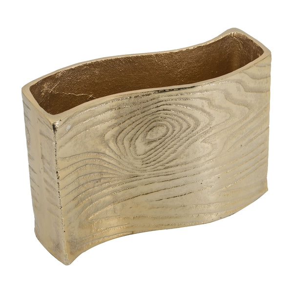 English Elm 9.8x3.7x6.9" Gold Aluminum Wavy Rectangular Vase Sculptural Tabletop Glam Accent W2078P489212