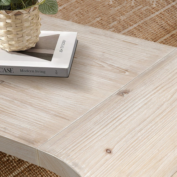 English Elm Farmhouse Art Deco Coffee Table Curved Apron Wood Distressed Antique Living Room W1445P331901