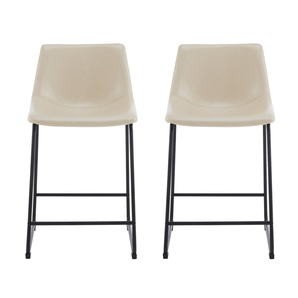 English Elm Christopher Knight Home® - (Set of 2) Vintage Cream & Black Counter Stools with Thick Cushion, Iron Sled Legs, Footrest — 24" Comfort N780P170743C