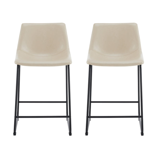 English Elm Christopher Knight Home® - (Set of 2) Vintage Cream & Black Counter Stools with Thick Cushion, Iron Sled Legs, Footrest — 24" Comfort N780P170743C