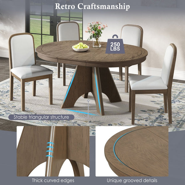 English Elm Trexm Rustic Farmhouse Extendable Dining Table Oak Veneer Drop Leaf Seats Six Espresso N715P399861P