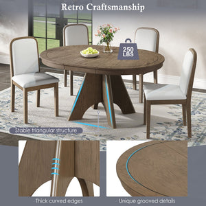English Elm Trexm Rustic Farmhouse Extendable Dining Set Seats Six with Upholstered Rubberwood Chairs Espresso ST000152AAP