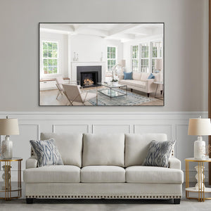 English Elm Oversized Aluminum Framed 72x48-Inch Full Length Mirror with Removable Tray and Dual Mounting Options Black W708P297635