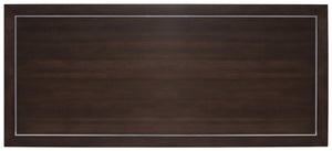 Hooker Furniture House Executive Desk With Dark Roast Ash Veneer, Seven Drawers, Locking File Storage, Metal Trim 28.00 L x 64.00W x 30.00H 5892-10660-85