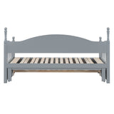 English Elm Wooden Twin Size Daybed With Twin Size Trundle, Extendable Daybed With Two Storage Drawers,Gray(Expected Arrival Time:9.12)