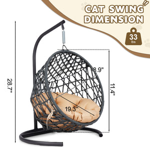 English Elm Cat Swing Bed With Stand & Cushion - Cozy Egg Chair For Cats & Small Pets, Stylish Indoor Retreat W2500P283886