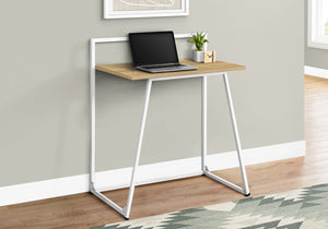 English Elm Computer Desk with Smooth Wood-Look Laminate Top and White Metal Frame — Compact 30" Workstation Natural 35 L x 30 W x 4 H B2710P219614