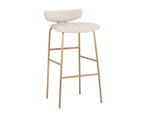 Sunpan LORELEI Barstool - Chic Dillon Cream Upholstered Seating with Gold Frame for Modern Dining Spaces 105701