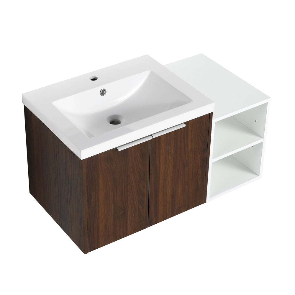 English Elm 36 Inch Soft Close Doors Bathroom Vanity With Resin Sink, Modern Design & Ample Storage Solutions W999S00183