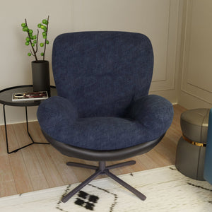 English Elm Christopher Knight Home® - 360° Swivel Office Chair Chenille and Faux Leather Accent with Metal Base, Ergonomic Plush Seating for Home and Office Black,Navy Blue N817P205024B