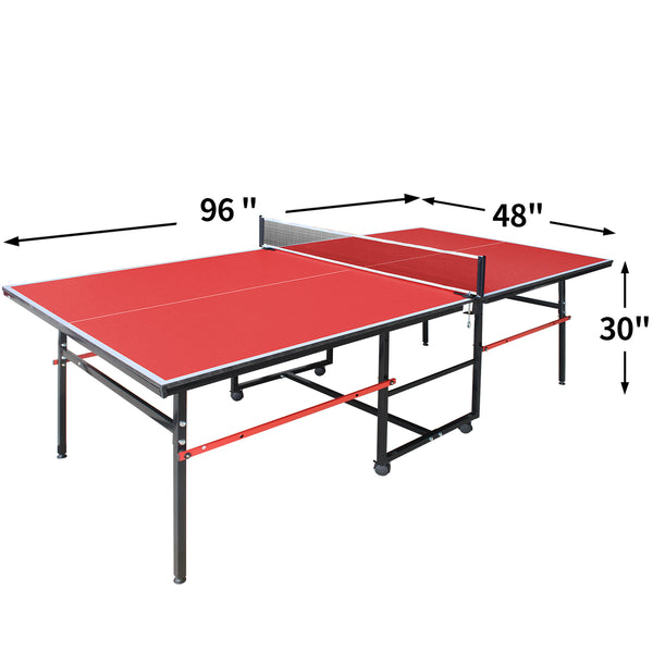 English Elm 8ft Foldable Ping Pong Table Aluminum Frame Complete Set for Game Room or Office W1408P418018