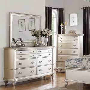 English Elm Classic Six Drawer Dresser Satin Silver Finish Antique Inspired Bedroom Storage B011P494287