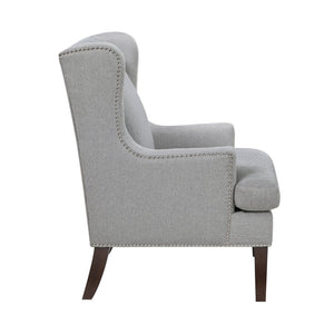 English Elm 1Pc Accent Chair With Foam Cushion, Gray Fabric Upholstery & Nailhead Trim For Stylish Living Spaces B011P287705