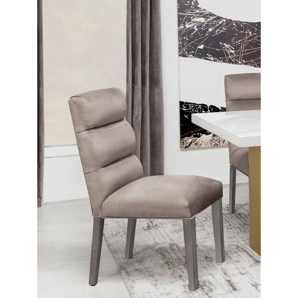 English Elm Highmore Stone Velvet Upholstered Dining Side Chair with Tufted Foam Back and Cool Gray Legs - Set of 2 taupe B062P299896
