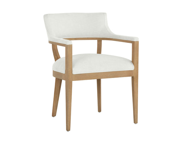 Sunpan Brylea Dining Armchair - Stylish Leather Accent Chair for Dining Room or Living Space Comfort Natural, Heather Ivory Tweed