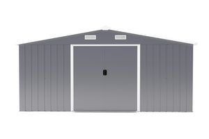 English Elm Campcraft 10x12 Ft Steel Outdoor Storage Shed with Daylight Windows and Weather Resistant Panels Dark Gray W1598S00048