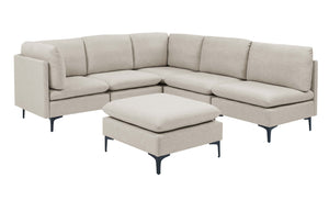 English Elm Linen Upholstered Modular Sectional Sofa with Tall Black Metal Legs for Living Room Almond B2748S00103