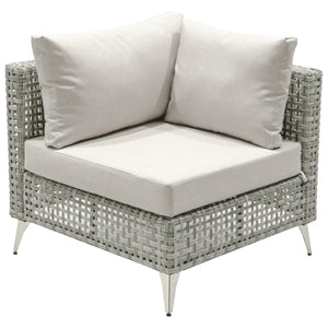 English Elm K&K 8-Piece Patio Conversation Set with 43" 60,000 BTU Propane Fire Pit, UV Wicker & Thick Cushions Grey N707S000012G