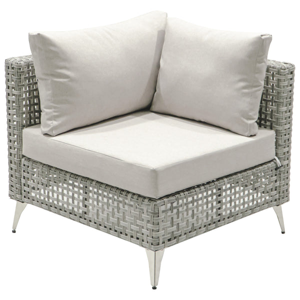 English Elm K&K 8-Piece Patio Conversation Set with 43" 60,000 BTU Propane Fire Pit, UV Wicker & Thick Cushions Grey N707S000012G