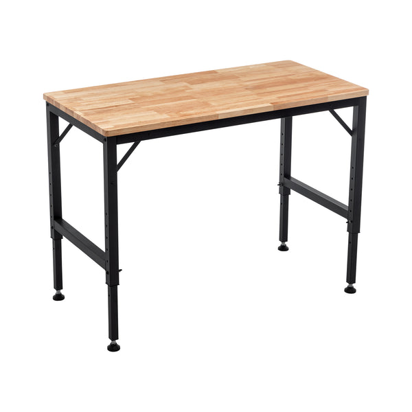 English Elm 48" Heavy-Duty Adjustable Workbench - Robust Rubberwood Top, Steel Frame, 2000 Lbs Load Capacity & More! W1422P218517