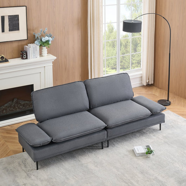English Elm 89 Two-Seater Sofa in Polyester Blend Upholstery, Modern Deep Grey & Yellow Options, Metal Legs, 300LB Capacity W1658S00060