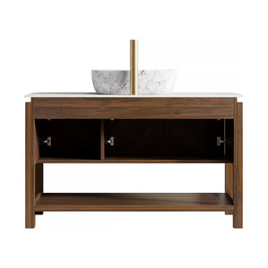 English Elm Dipa 48 Inch Floating Bathroom Vanity Walnut Cabinet Sintered Stone Top Led Sensor W2615S00513