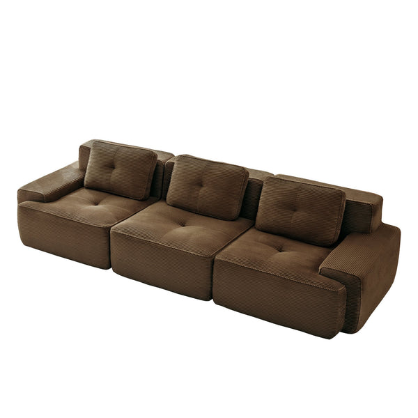 English Elm 117" Modern Modular Sectional Sofa - Plush Corduroy 3-Seater Couch, No Assembly, Stylish & Comfortable W714S01503