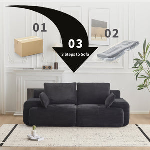 English Elm Modern Memory Foam Compressed Sofa - Pet-Friendly, Modular Loveseat For Living Rooms, Black Corduroy W3723P346963