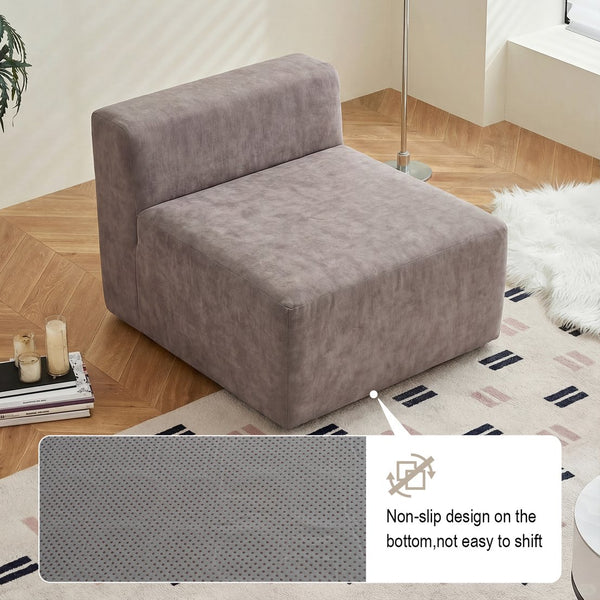 English Elm Cube Velvet Lounge Chair Dense Foam Compact Seat for Bedroom or Studio Apartment W3670P355790