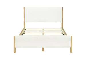 English Elm Christopher Knight Home® - Modern White Boucle Upholstered Bed – Stylish Queen Size With Natural Rubberwood Legs For Comfort N769P266445Q