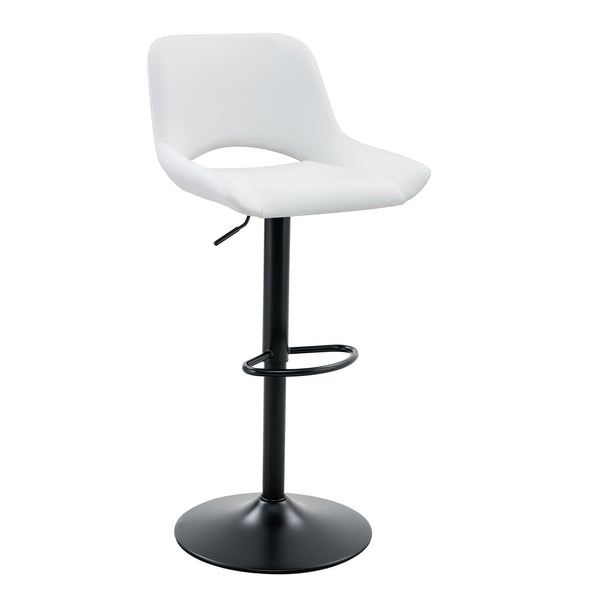 English Elm Set of 2 Pu Leather Barstools with Gold Footrest Curved Back for Kitchen Island White+Black W1151P383774