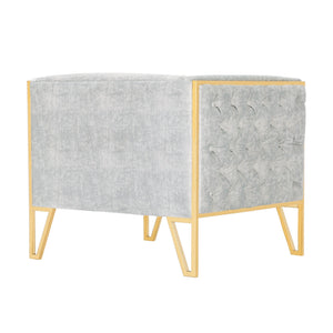 English Elm Vector Velvet Lounge Chair Gray — Luxurious Tufted Velvet, Polished Brass Stainless Frame, 300lb Capacity B365P398027