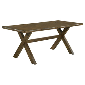 English Elm Carbon Knotty Nutmeg Dining Table with Rustic Knots, Sturdy Asian Hardwood Frame and Modern X-Base Support B062S00668