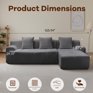 English Elm Modern Modular Sectional Sofa - L-Shaped Chaise Lounge, Plush Corduroy, No Assembly, Deep Comfort W3737S00002