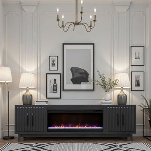 English Elm Radiance 94-Inch Black Fireplace Tv Stand For 100-Inch Tvs - Modern Design With Electric Heat! B108P345212-GIGA