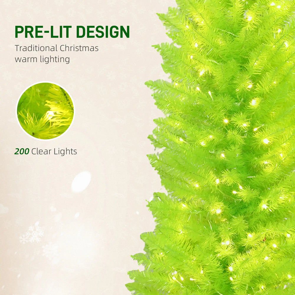 English Elm 5 Ft Slim Pencil Artificial Christmas Tree Pre-lit Warm White Leds Whimsical Bent Top T3971P400538