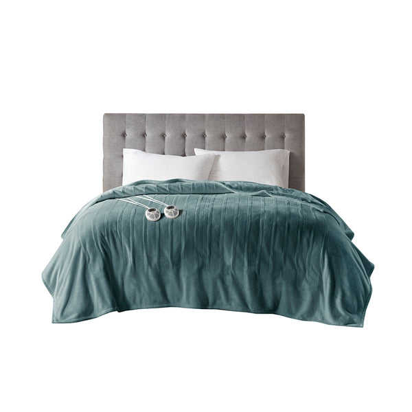 JLA Home Serta - Blanket Ultra-Soft Heated Throw with 10 Heat Settings, Auto Timer, Machine Washable, 5-Year Warranty Teal ST54-0096
