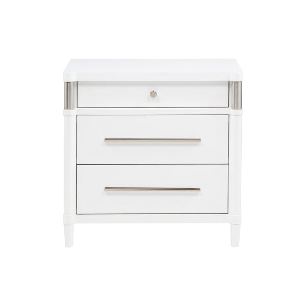English Elm 3-drawer Nightstand Rubberwood Build Felt Lined Top Dovetail Joints Bedside White B016P460570