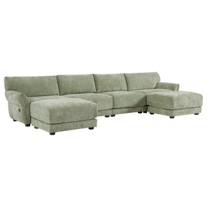English Elm [video]142" Chenille U-shape Sectional Sofa with Usb Charging Ottoman Petal Arms 6 Seat N723S8038F