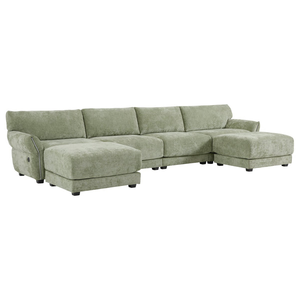 English Elm [video]142" Chenille U-shape Sectional Sofa with Usb Charging Ottoman Petal Arms 6 Seat N723S8038F