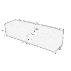 English Elm Elegant 102-Inch Teddy Velvet Sofa in Green Gray Pink Beige with 2 Pillows, Metal Feet, 500lb Capacity W1278S00022