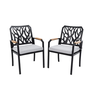 English Elm Outdoor Patio Dining Chairs Set Of 2 - Weather-Resistant Sunbrella Cushions & Nature-Inspired Design W1886P272372-GIGA