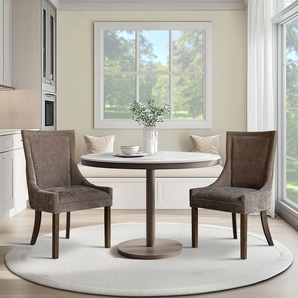 JLA Home Madison Park Signature - Ultra Upholstered dining side chairs set of 2 with solid wood legs, plush chenille seats, tailored trim Brown MPS108-0329