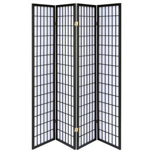 English Elm Sartre Black 4-Panel Shoji Screen Room Divider – Elegant Rubberwood Frame, Minimalist White Panels, Diffused Light Ambiance B062P331077