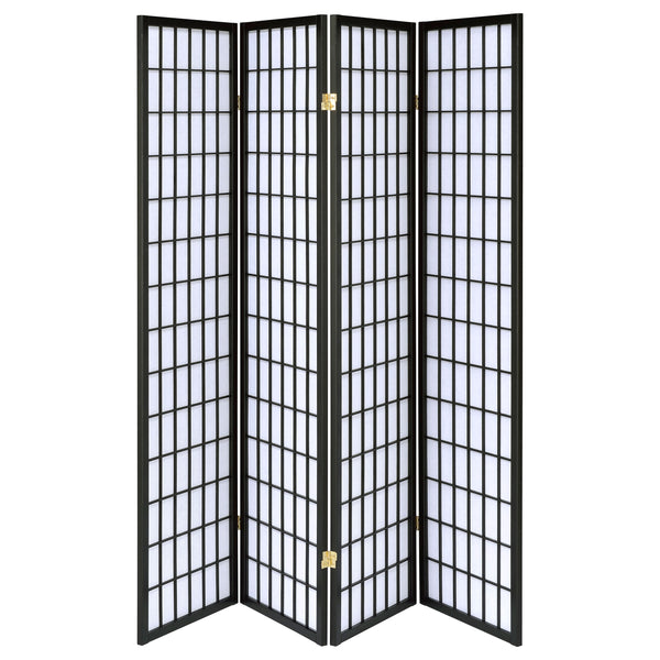 English Elm Sartre Black 4-Panel Shoji Screen Room Divider – Elegant Rubberwood Frame, Minimalist White Panels, Diffused Light Ambiance B062P331077