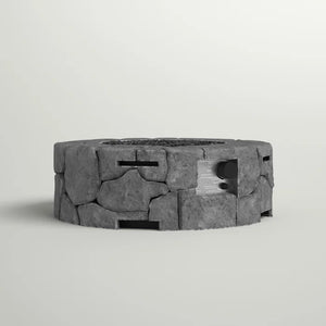 English Elm 9'' Charcoal Grey Fibre Reinforced Concrete Outdoor Fire Pit with 40,000 BTU, Push-Button Ignition, Cover Included B120P203218