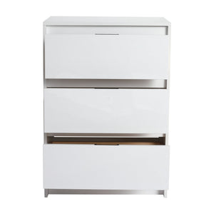 English Elm 24" Freestanding Bathroom Storage Cabinet - Modern Glossy White Design With 3 Soft-Close Drawers W999P312108