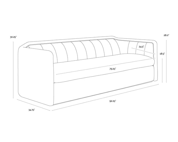 Sunpan BIRRIT Sofa - Contemporary Alaska Hedgehog Brown Couch with Durable Performance Fabric & Tufted Detail 110707