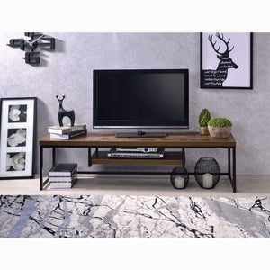 English Elm Weathered Weathered Oak and Black TV Stand with Open Shelf, 47" Media Console for TVs & Storage B062P209412