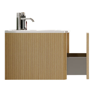 English Elm U088-Etna36W-306 Striped Natural Oak Floating Vanity with Glossy White Integrated Sink, Push-Open Drawer, Curved Safety Edges W1865P293618